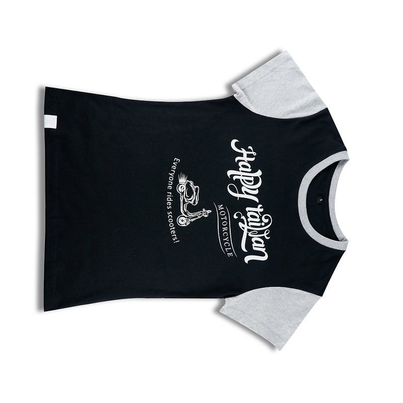 Taiwan flip text │Happy Taiwan styling T-grey sleeve - เสื้อฮู้ด - ผ้าฝ้าย/ผ้าลินิน สีดำ