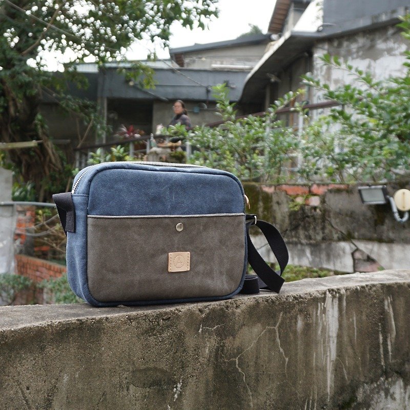 Washed canvas ultra-practical hatchback small square package - denim blue - Messenger Bags & Sling Bags - Other Materials Blue