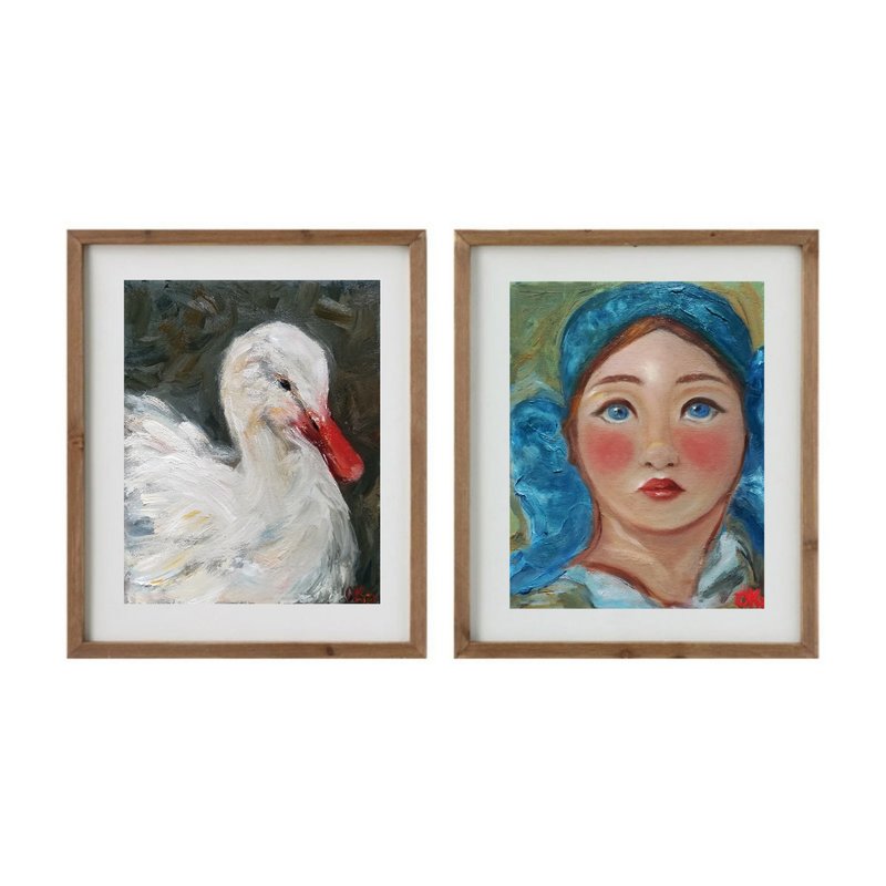 Russian Fairy Tale Picture Set- Handmade paintings for home decor -Unique gift i - ตกแต่งผนัง - ผ้าฝ้าย/ผ้าลินิน สีเขียว