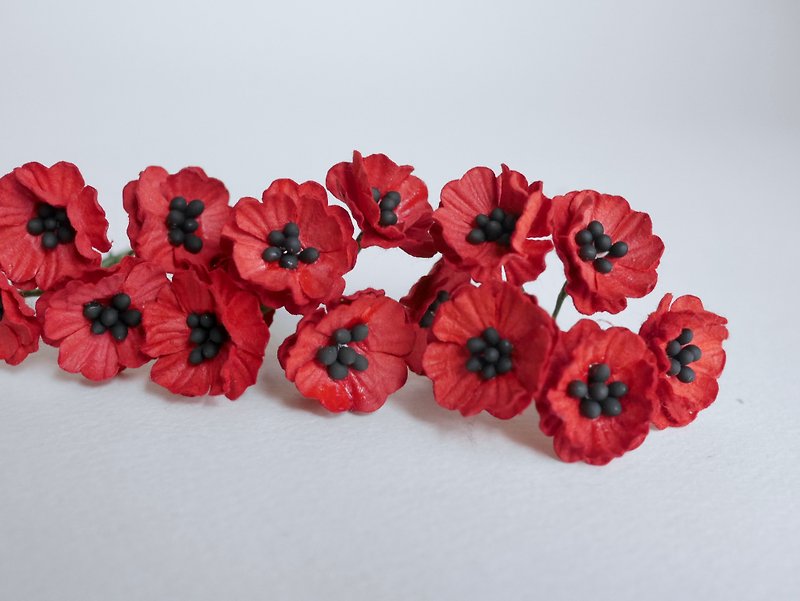 Paper Flower, DIY supplies flowers, 50 pieces poppy, size 2.0 cm. red color - Other - Paper Red