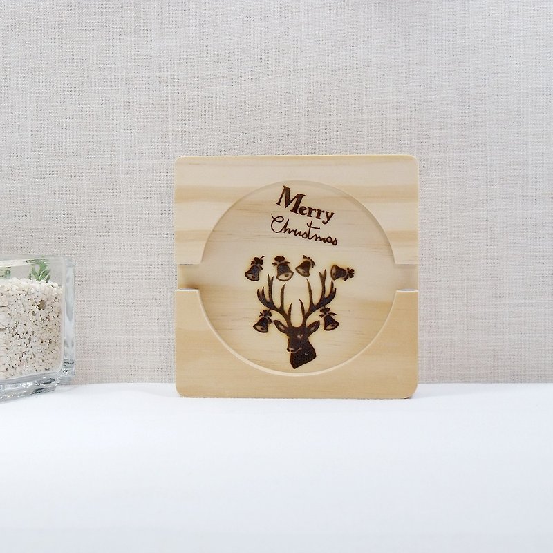 Jingle bells phone holder solid wood natural coasters card holder Christmas exchange gifts Christmas decoration exclusive custom text - Wood, Bamboo & Paper - Wood Brown