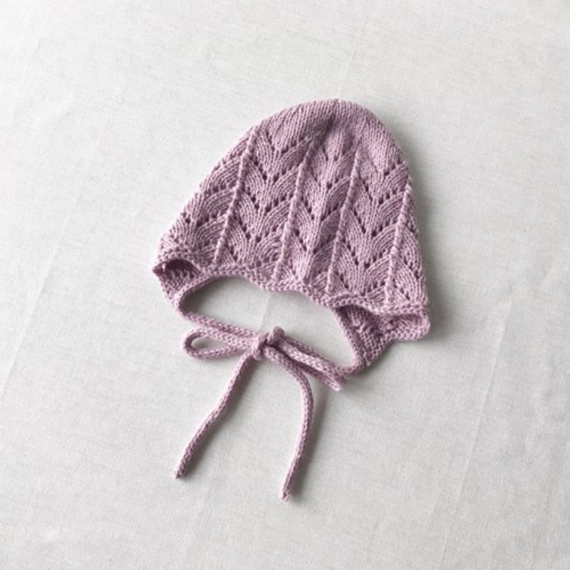 手工編織嬰兒帽 6M~ 薰衣草色 100% 羊毛 - 童裝禮服 - 棉．麻 