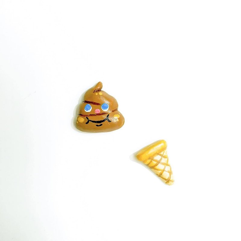 Chocolate Ice-cream Brooch (Can be customized as magnets upon request) - เข็มกลัด - ดินเหนียว สีนำ้ตาล