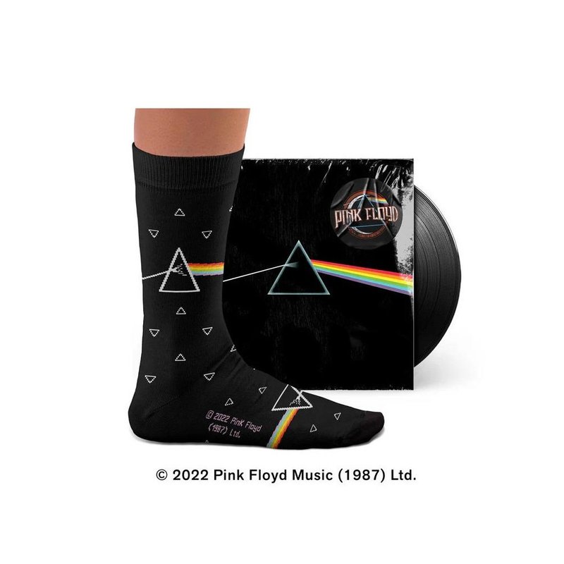 [Imported from Portugal] Dark Side of the Moon Socks mid-calf socks for men and women - ถุงเท้า - ผ้าฝ้าย/ผ้าลินิน สีดำ