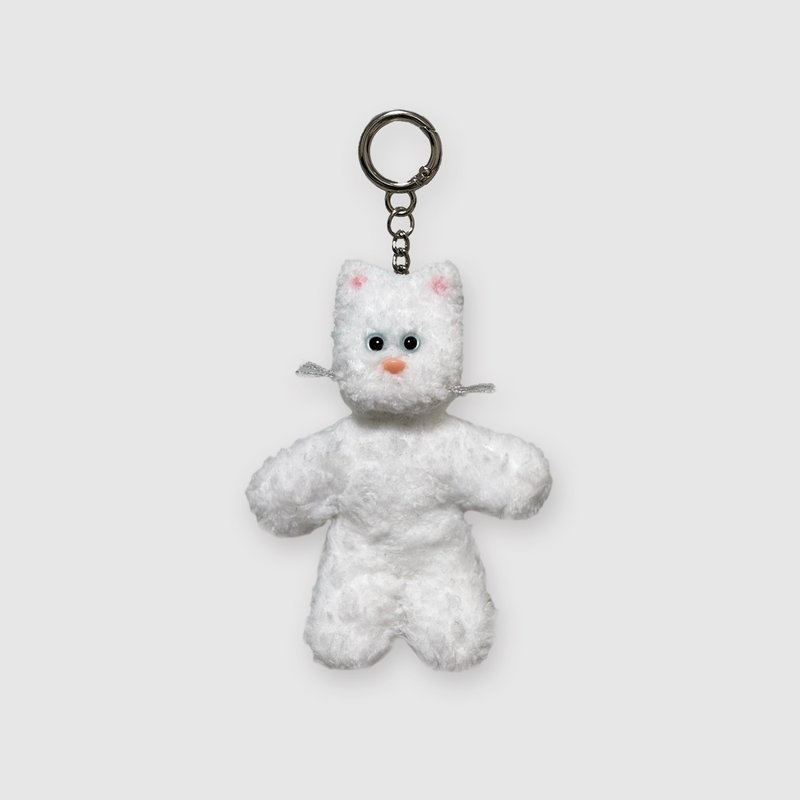 White cat keyring - 鑰匙圈/鑰匙包 - 壓克力 白色