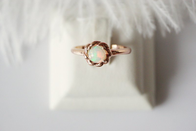 Natural Opal Silver Ring - General Rings - Sterling Silver Multicolor