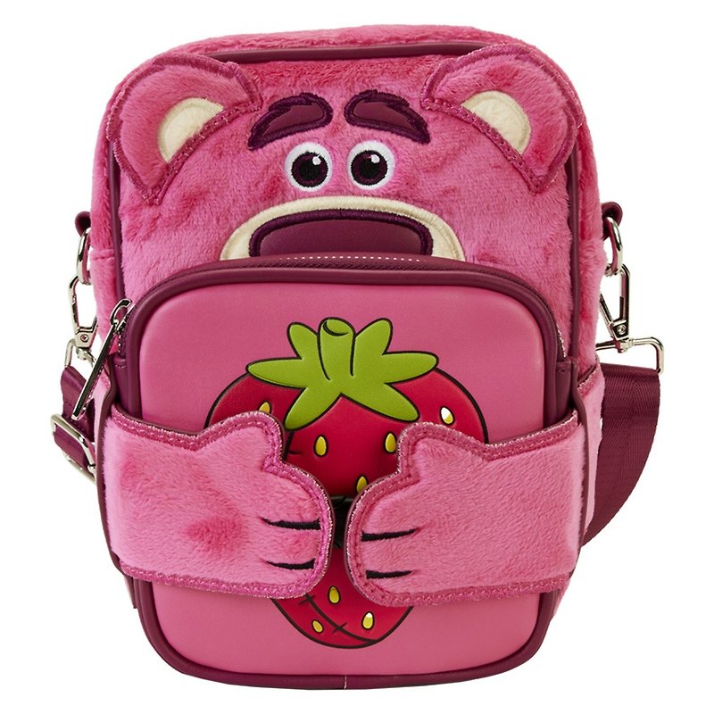 LOUNGEFLY-Toy Story Strawberry Bear side backpack - กระเป๋าแมสเซนเจอร์ - หนังเทียม สีแดง