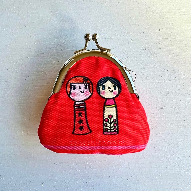 Kokeshi-chan wallet - กระเป๋าใส่เหรียญ - กระดาษ สีแดง