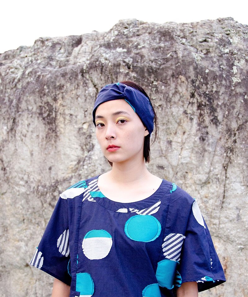 【POLS】ジャガード織 ヘアバンド - 髮飾 - 棉．麻 藍色
