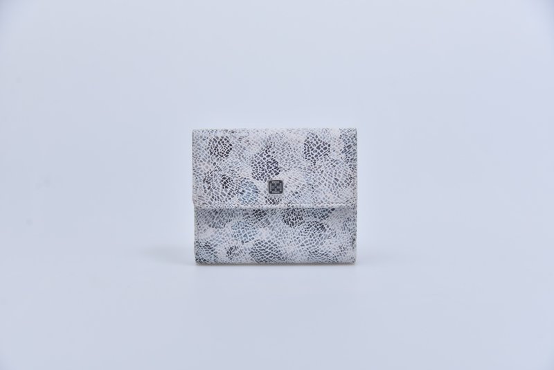 Tosca | Kogara Coins Wallet – 藍暗花 真皮短銀包 錢包 零錢 - 錢包/皮夾/長短夾 - 真皮 