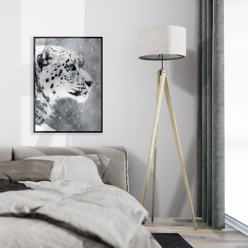 Perseverance(Snow Leopard)-Winter, Snow, Wildlife, Animal Print, Black and White - Posters - Other Materials Multicolor