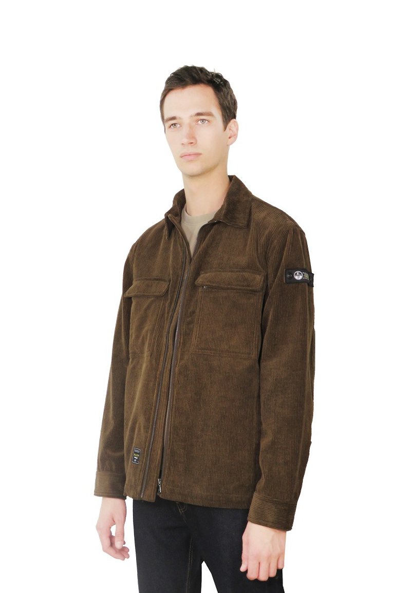 East Pole Men's Corduroy Multi Pockets Zip Collar Shirt Jacket - Men's Coats & Jackets - Cotton & Hemp 