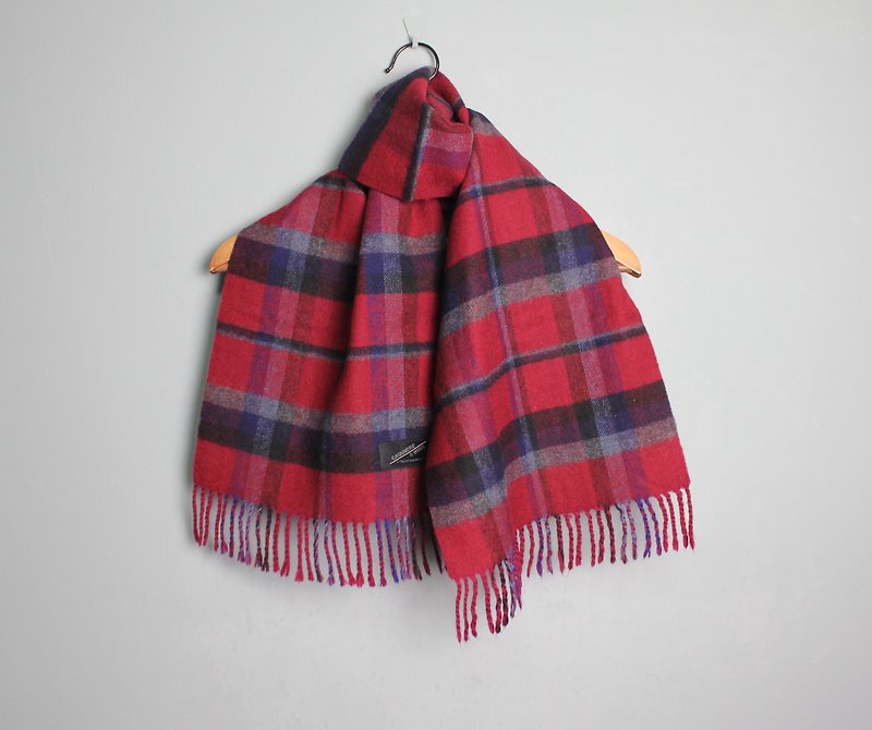 FOAK vintage wine red plaid cashmere scarf - Knit Scarves & Wraps - Wool 