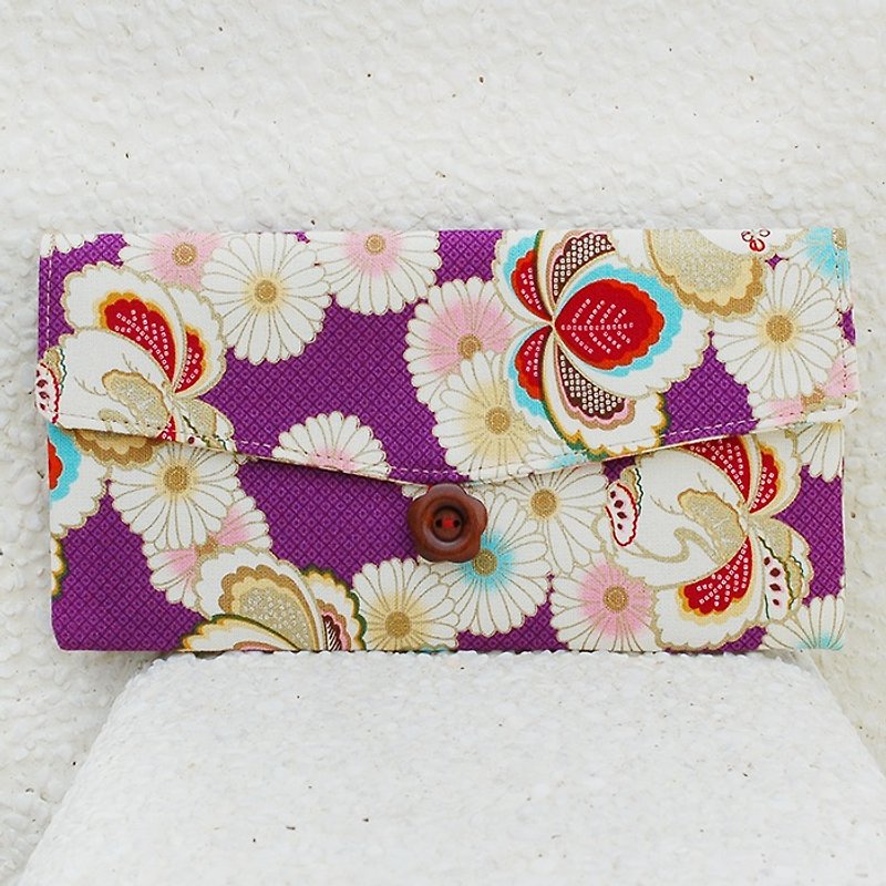 Japanese style maru chrysanthemum red envelope bag_purple/passbook bag - Chinese New Year - Cotton & Hemp Purple