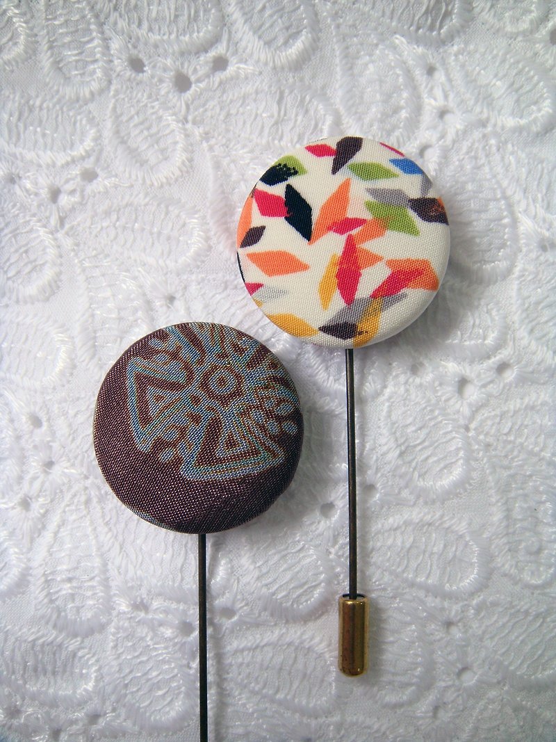 【StUdio】- Cloth specimen series pins_9 - Brooches - Cotton & Hemp Multicolor