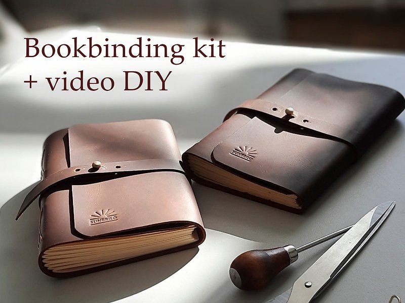 Bookbinding Kit | Personalized leather journal A5 | Craft kit - Notebooks & Journals - Genuine Leather Brown