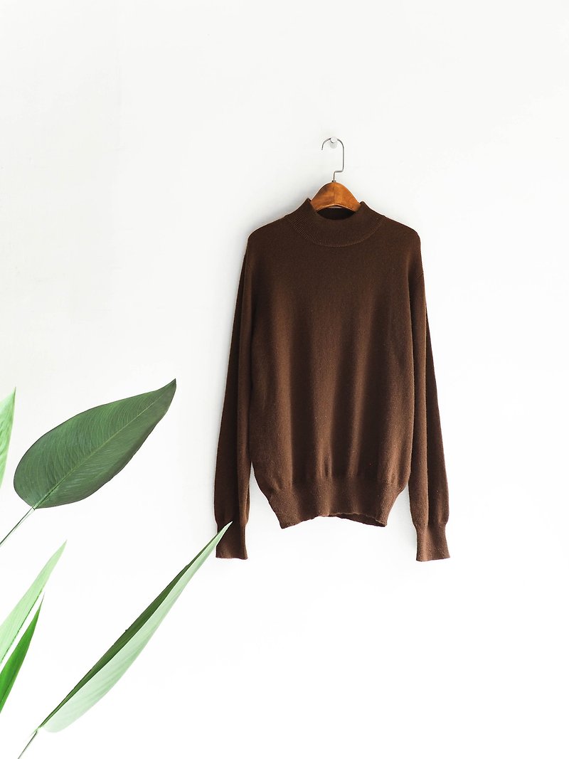 River Water Mountain - Hiroshima coffee afternoon tea Winter leisure time Antique Cashmere sweater Cashmere vintage oversize - Women's Sweaters - Wool Brown