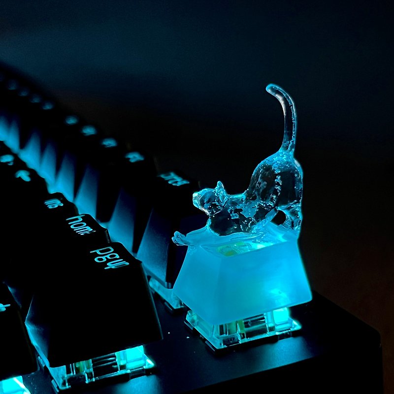 キーキャップ 背伸びしてる猫 ネコ ねこ cat 透明 クリア ゲーミングキーボード メカニカル方式対応 cherry MX keycap keyboard - その他 - プラスチック 透明
