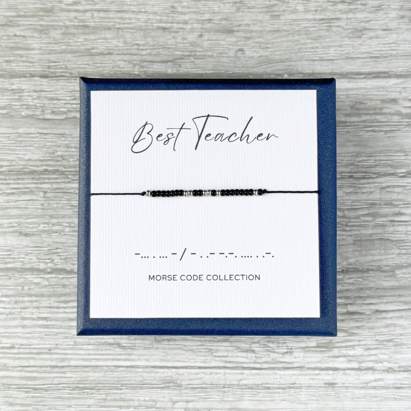 【Best Teacher】Graduation thank you gift. Morse code. Xiaomi beads bracelet. Customized - Bracelets - Other Materials Black