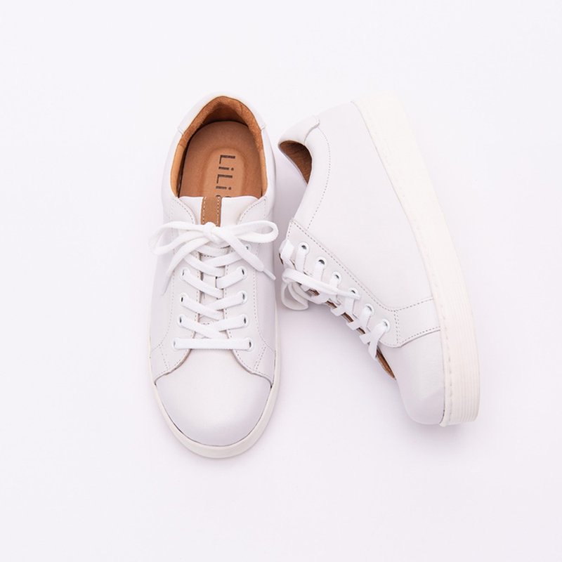 Limited time pre-order [Realize Daydream] Full genuine leather 3M waterproof and anti-fouling heightening dream white shoes_Mist Brown - Women's Casual Shoes - Genuine Leather White