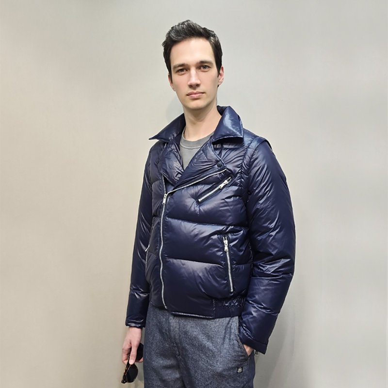 East Pole unisex lapel diagonal pull-down detachable sleeves convertible into vest velvet jacket - เสื้อโค้ทผู้ชาย - วัสดุอื่นๆ 