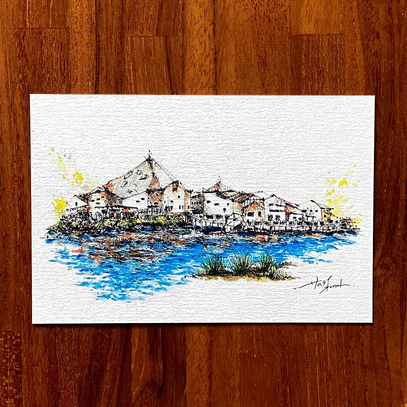 Dead branch pen sketch Tainan attractions Taijiang National Park Visitor Center watercolor illustration hand-painted card - การ์ด/โปสการ์ด - กระดาษ 