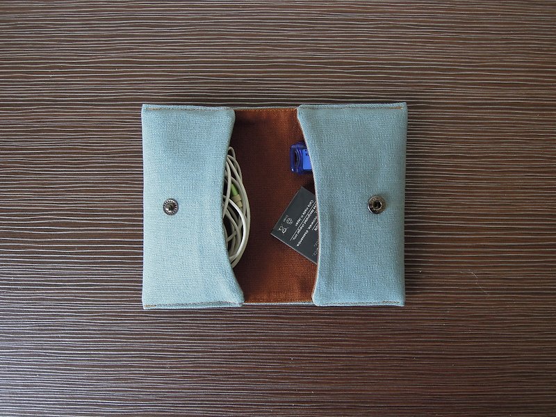 手動カードパッケージのアップライトの布 - 様々な目的の - スカイブルー - 名刺入れ・カードケース - コットン・麻 ブルー
