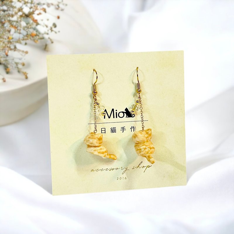 [SGS Safe Certification] (Cat-Hand Painted Series) Brown Tabby/Abyssinian Earrings (7 styles) - ต่างหู - เรซิน หลากหลายสี