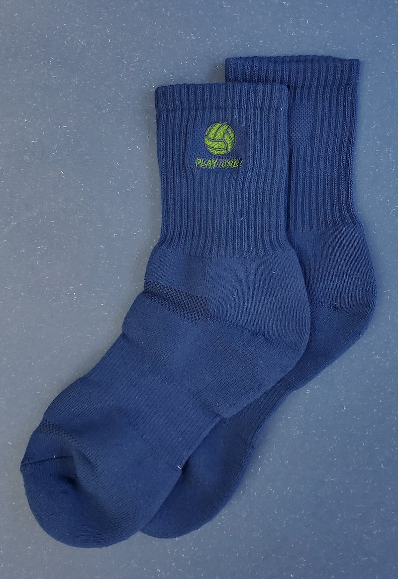 PLAY ONE ! Volleyball Socks - Special Base Color - Dark Blue - Socks - Cotton & Hemp Gray