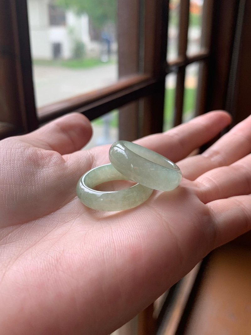 丨如茵丨冰糯種淡綠翡翠戒指 緬甸玉A貨 - 戒指 - 玉石 綠色