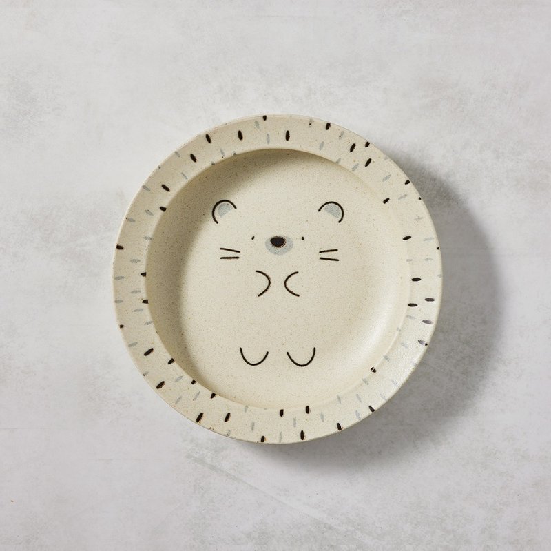 Mino Yaki-Silent Hedgehog Deep Plate (22.5cm) - Plates & Trays - Porcelain White