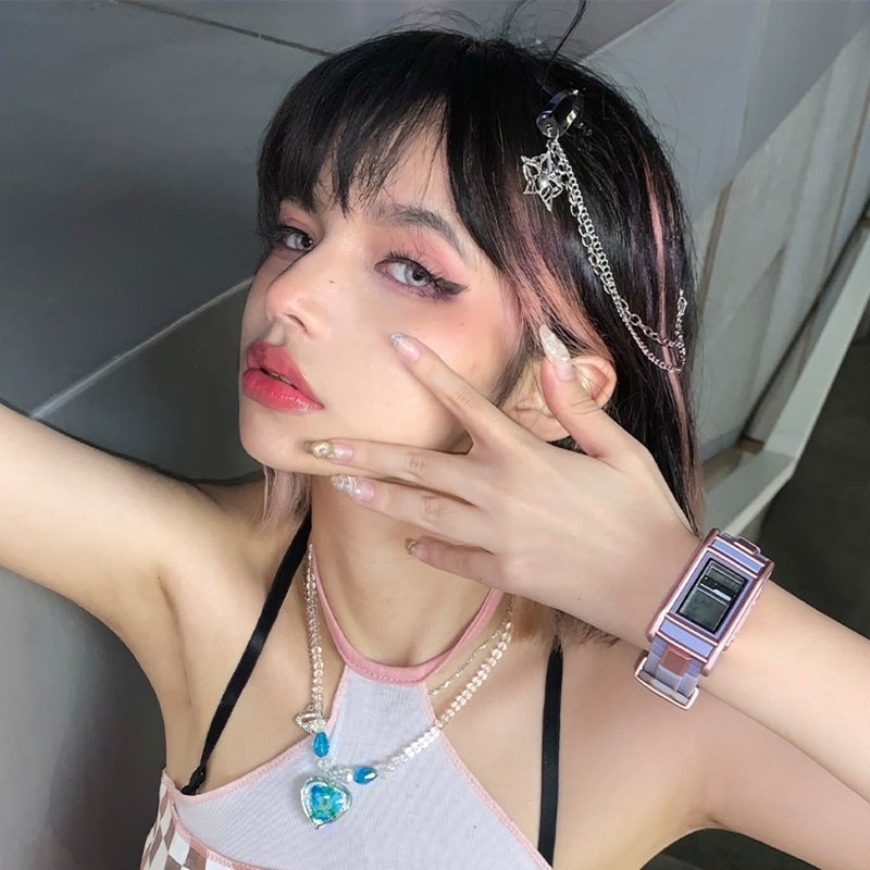 DONHA RANGER 夢幻紫 電子手錶Cyberpunk抖音網紅爆款 - 女錶 - 其他金屬 