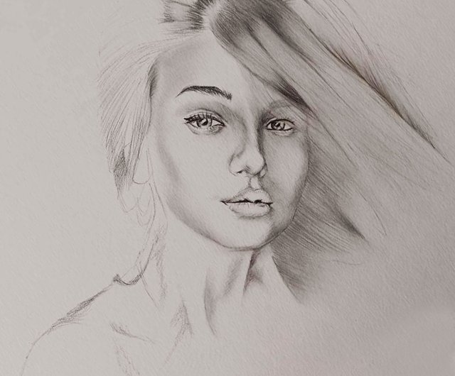 Handmade Custom Portrait from your Photo in pencil on paper. buy Great gift idea. Unique gift. Real drawing