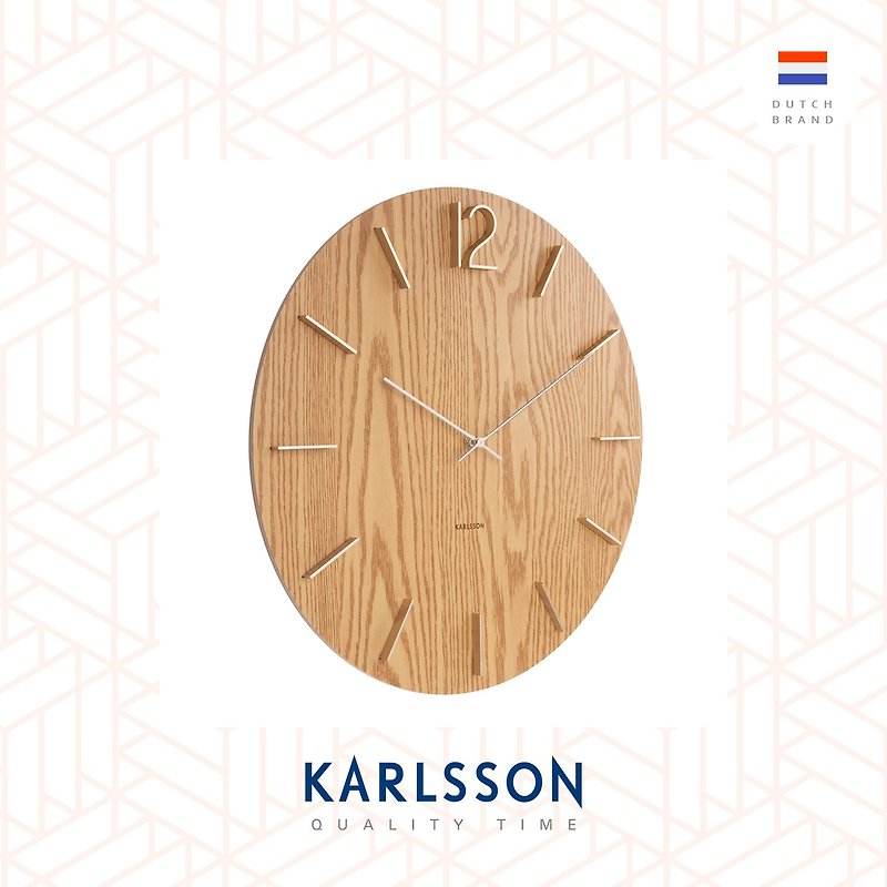 Karlsson, Netherlands, 50cm 掛け時計 おとなしいライトウッドカラー スチールスケール 掛け時計 - 時計 - 木製 ブラウン