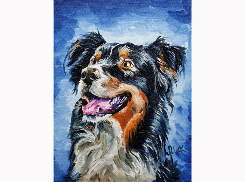 Pet Portrait Custom Cat Original Painting Draw My Dog Pet Commission Oil Art - 海報/掛畫/掛布 - 亞麻 多色