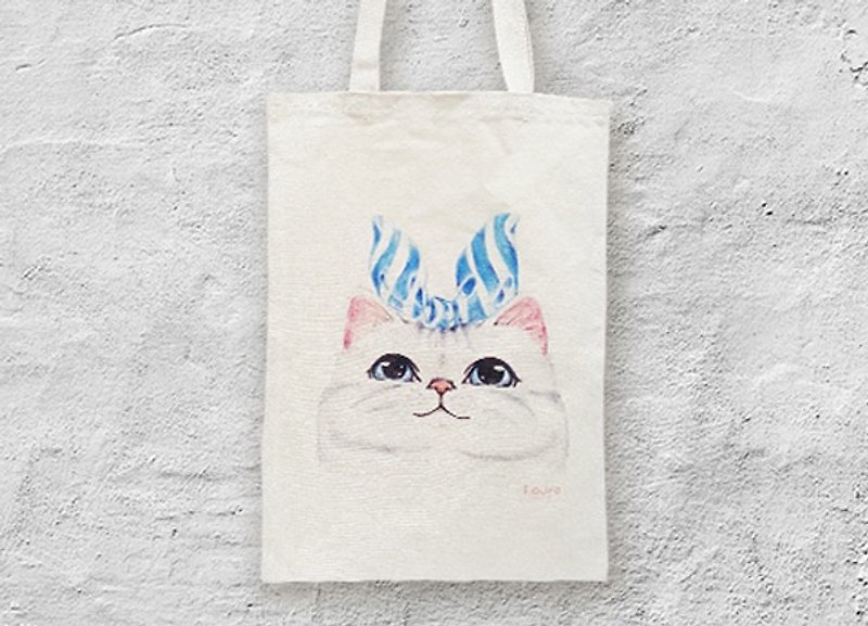 i bag mountain bag sea bag hand-painted canvas bag-A1. Blue ribbon - Messenger Bags & Sling Bags - Cotton & Hemp 