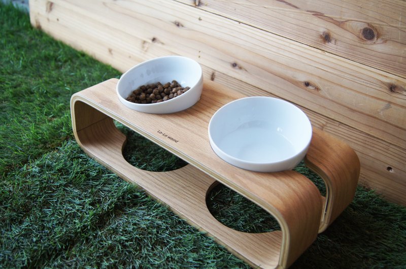 curve  Pet bowl rack - ชามอาหารสัตว์ - ไม้ 