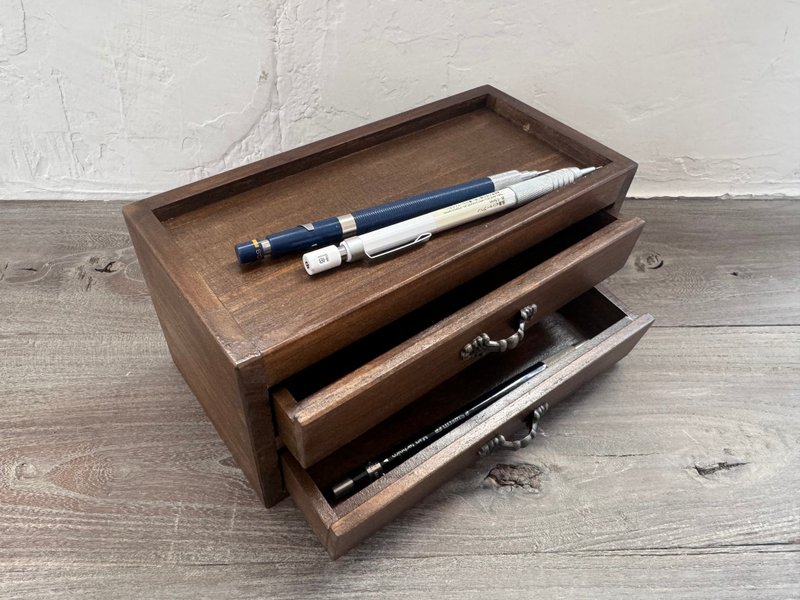 Amour - walnut color retro nostalgic pen stationery storage drawer box - กล่องเก็บของ - ไม้ 