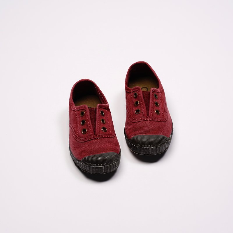 スペイン国民のキャンバスシューズCIENTAU7077782ブラックの濃い赤の底が古い布の靴を洗う - キッズシューズ - コットン・麻 レッド