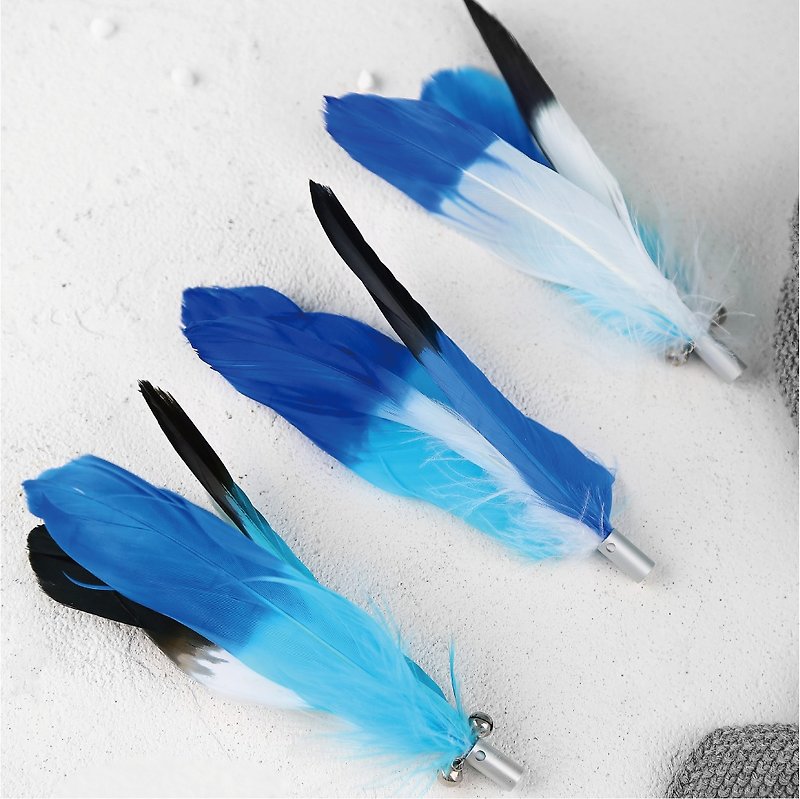 pidan funny cat rod feather accessories-A2 three sets of funny cat rod toy feathers 3 - Pet Toys - Other Materials Blue