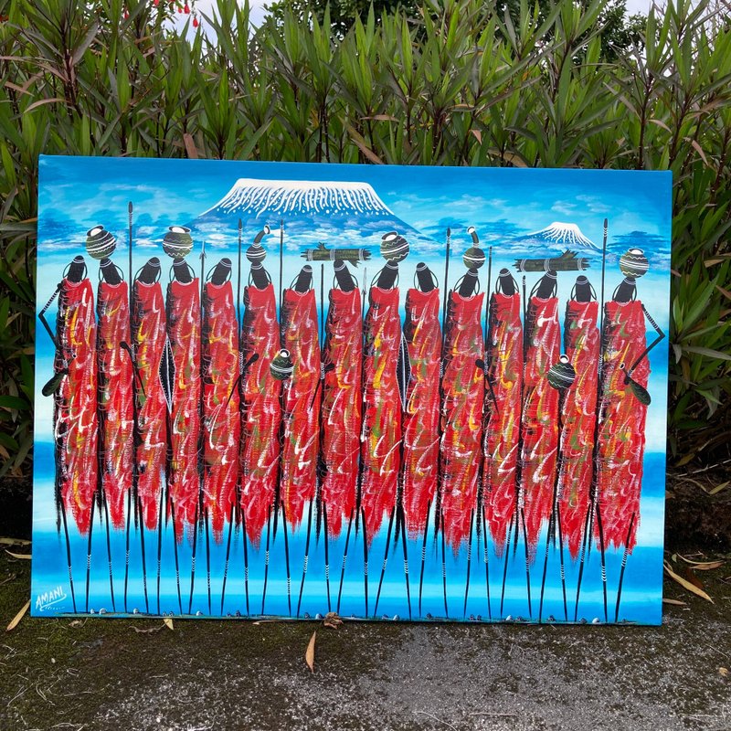 【U864-Maasai】African art flown to Taiwan/80x58cm - โปสเตอร์ - วัสดุอื่นๆ 