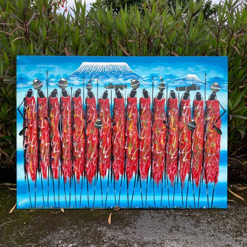 マサイ族の絵 マサイ族 | Tanzanian shop Kilimanjaro