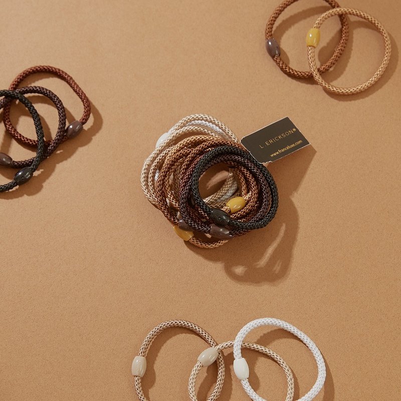 【Official flagship of L. ERICKSON】Fine elastic hair ties 12 pieces || Caramel cocoa || - Hair Accessories - Other Materials Brown