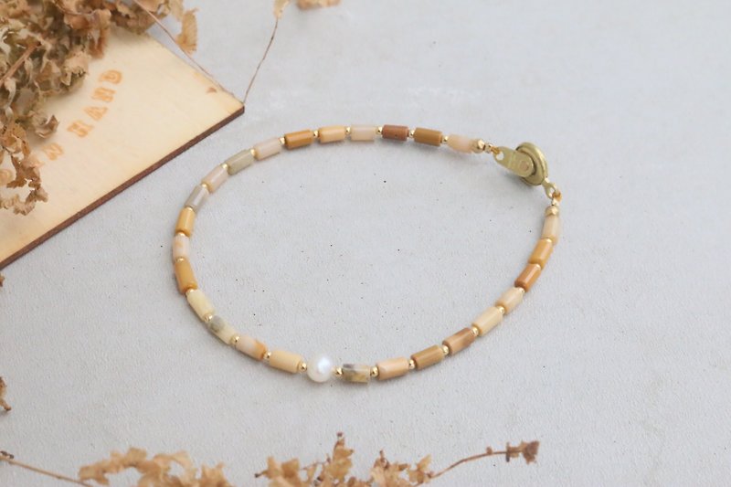 Agate Natural Pearl Bracelet 1030 (Light Raindrop) - Bracelets - Gemstone Gold