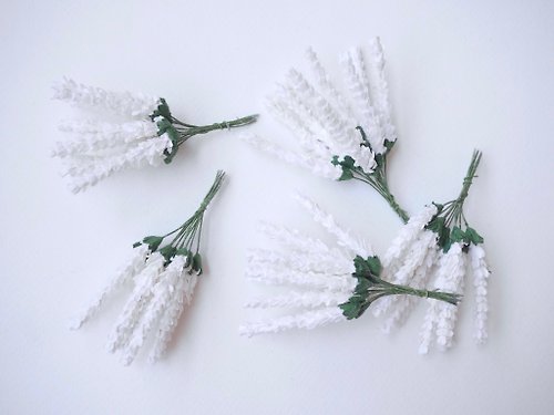 makemefrompaper Paper flower, 50 pieces, DIY supplies size 0.5x5 cm. lavenders, white color.