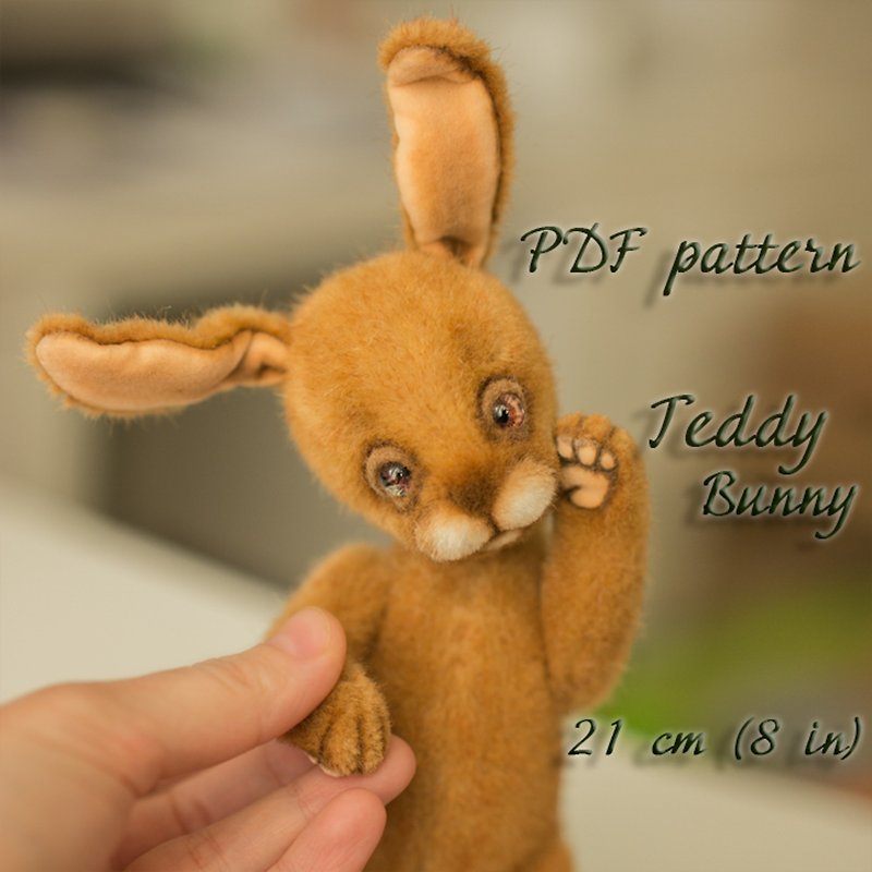 Teddy bunny sewing pattern PDF 21 cm plushie toy handmade DIY