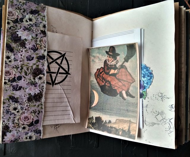 New witch spell book Witchcraft grimoire journal with text Wicca begginer  book - Shop junkjournals Notebooks & Journals - Pinkoi