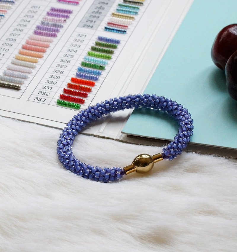 Handbraided Kumihimo Seed Beads Bracelet - Bracelets - Glass Blue