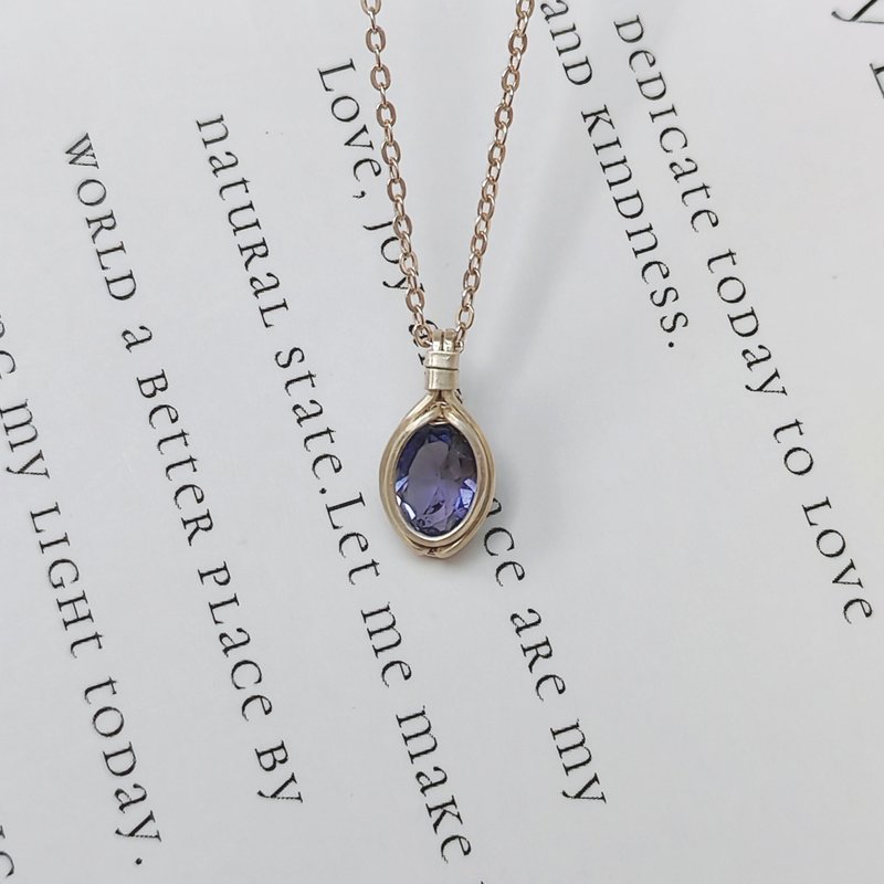 天然刻面堇青石吊墜 切面藍色堇青石純銀項鍊 天然石項鏈 - 項鍊 - 半寶石 