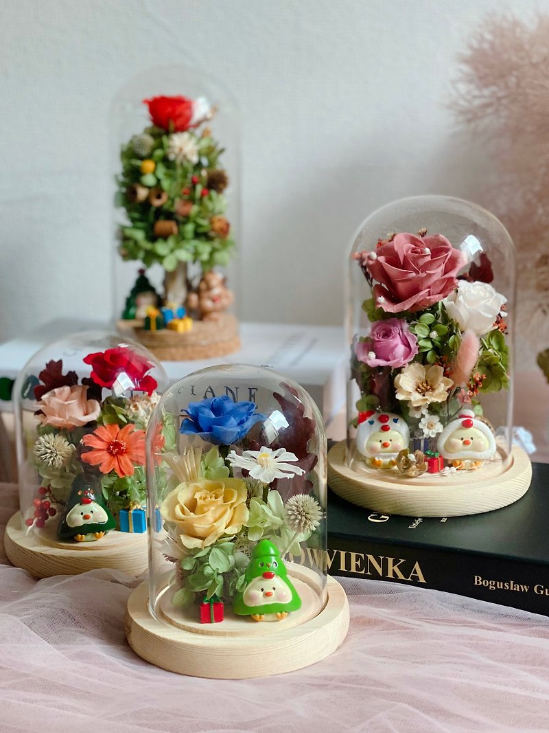 Huafang/Christmas Glass Cup/Non-withered Flowers/Dried Flowers/Flower Ceremony/Christmas Gifts - จัดดอกไม้/ต้นไม้ - พืช/ดอกไม้ 